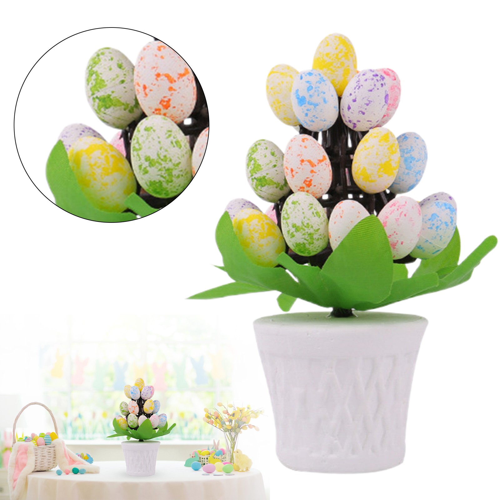 Daily Deals Clearance! Easter Eggs Table Decorations With Burlap Base Decorative Tree Table Centerpiece For Easter Great Festival Home Decor For Easter Party Clearance
