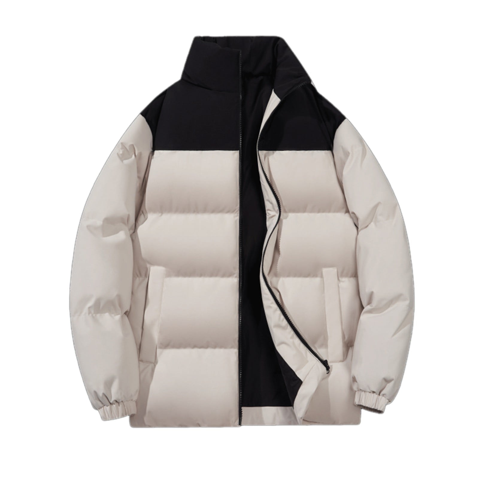 Daily Deals Mens Winter Plus Size Solid Color Zipper Pocket Collar