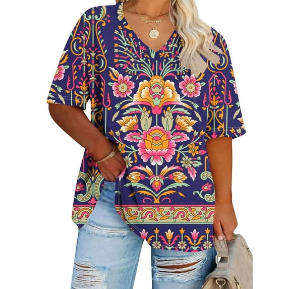 Sriper Womens T Shirts Cotton Loose Fit Oversized Graphic Tees Plus Size 3X Cotton Summer Tunic Tops Loose Fit Dressy Summer Blouses Short Sleeve Shirts Dressy Sale