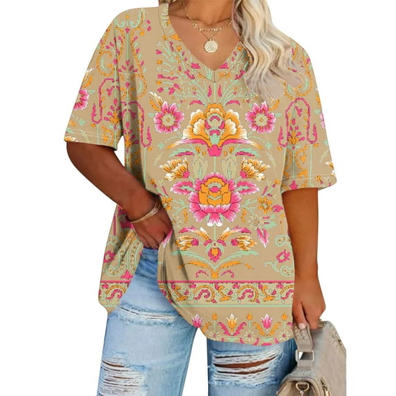 Daily Deals Sriper Womens T Shirts Cotton Loose Fit Oversized Graphic Tees Plus Size 3X Cotton Summer Tunic Tops Loose Fit Dressy Summer Blouses Short Sleeve Shirts Dressy Clearance Sale