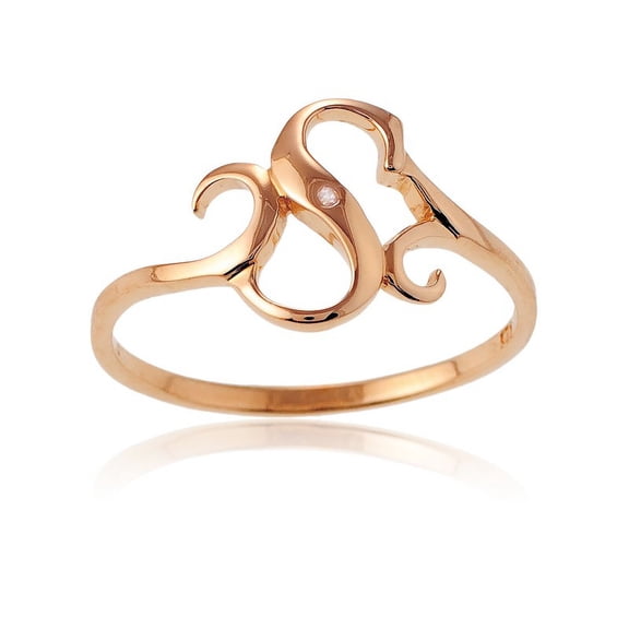 Daily Delight TheJewelryHut Designer Sterling Silver 1 Micron Rose Gold-plating Single CZ "S" Ring