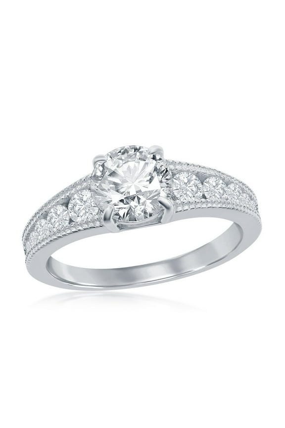 Daily Delight TheJewelryHut Designer Sterling Silver 7mm Round Channel Set Band Engagement Ring