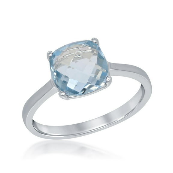Daily Delight TheJewelryHut Designer Sterling Silver 8mm Cushion-cut Gem Ring - Blue Topaz