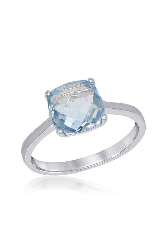 Daily Delight TheJewelryHut Designer Sterling Silver 8mm Cushion-cut Gem Ring - Blue Topaz