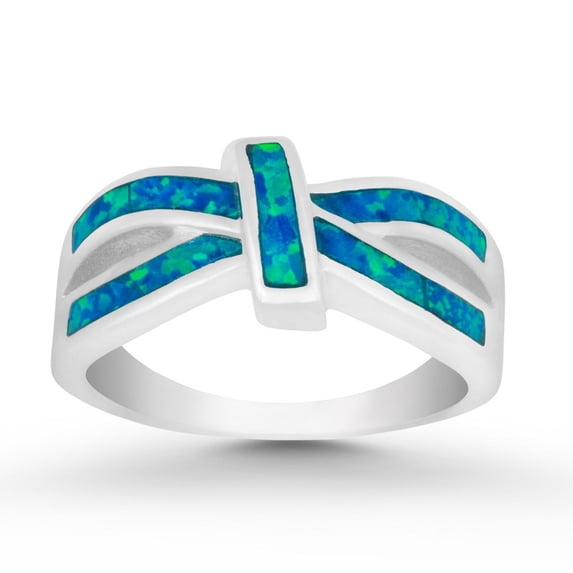 Daily Delight TheJewelryHut Designer Sterling Silver Blue Inlay Opal Ring