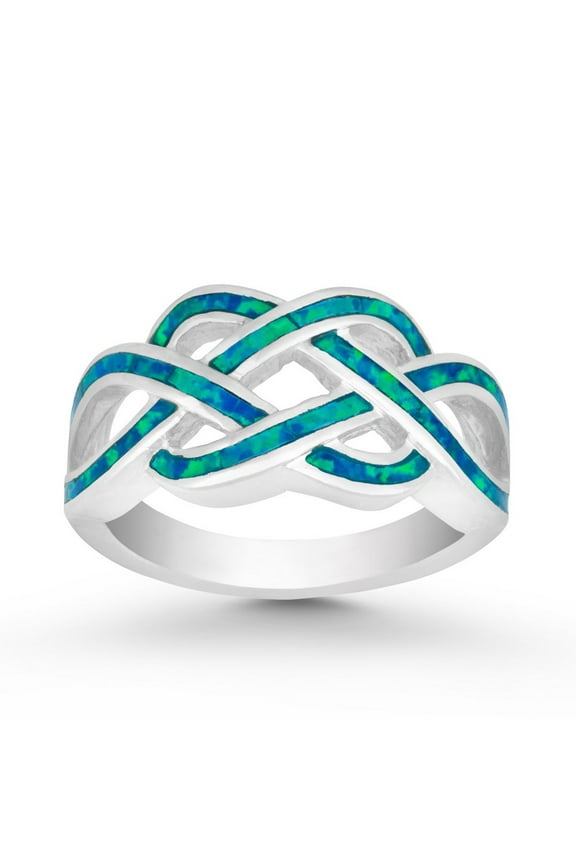 Daily Delight TheJewelryHut Designer Sterling Silver Blue Inlay Opal Ring