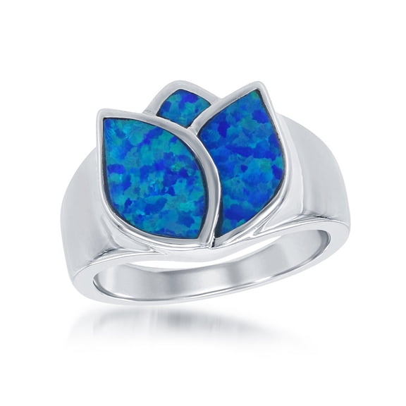Daily Delight TheJewelryHut Designer Sterling Silver Blue Inlay Opal Rose Ring