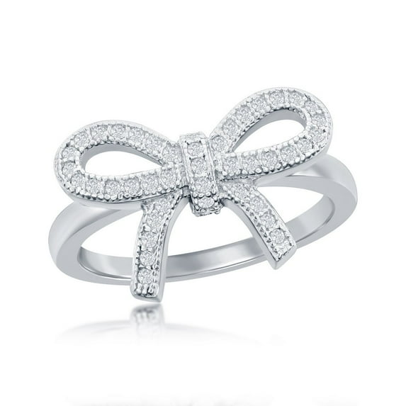 Daily Delight TheJewelryHut Designer Sterling Silver CZ Bow Ring