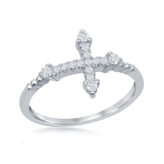 Daily Delight TheJewelryHut Designer Sterling Silver CZ Cross Ring