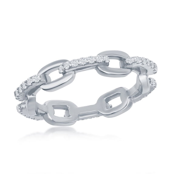 Daily Delight TheJewelryHut Designer Sterling Silver CZ Paperclip Ring