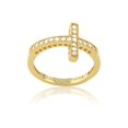 thumbnail image 1 of Daily Delight TheJewelryHut Designer Sterling Silver CZ Sideways Cross Ring - Gold Plated, 1 of 1