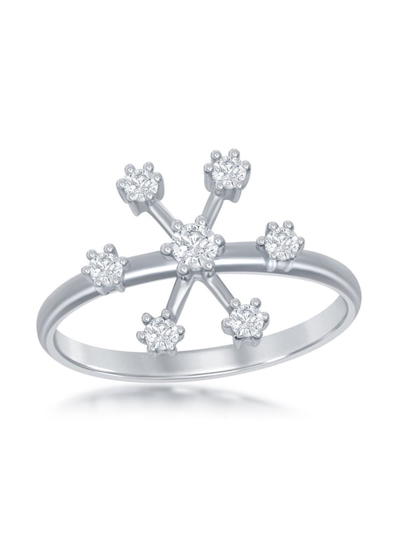 Daily Delight TheJewelryHut Designer Sterling Silver CZ Snowflake Ring