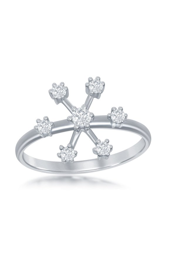Daily Delight TheJewelryHut Designer Sterling Silver CZ Snowflake Ring