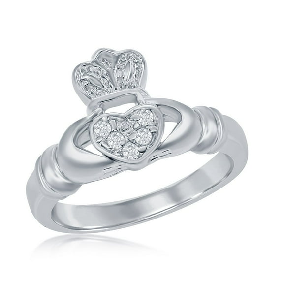 Daily Delight TheJewelryHut Designer Sterling Silver Clear CZ Irish Claddagh Ring