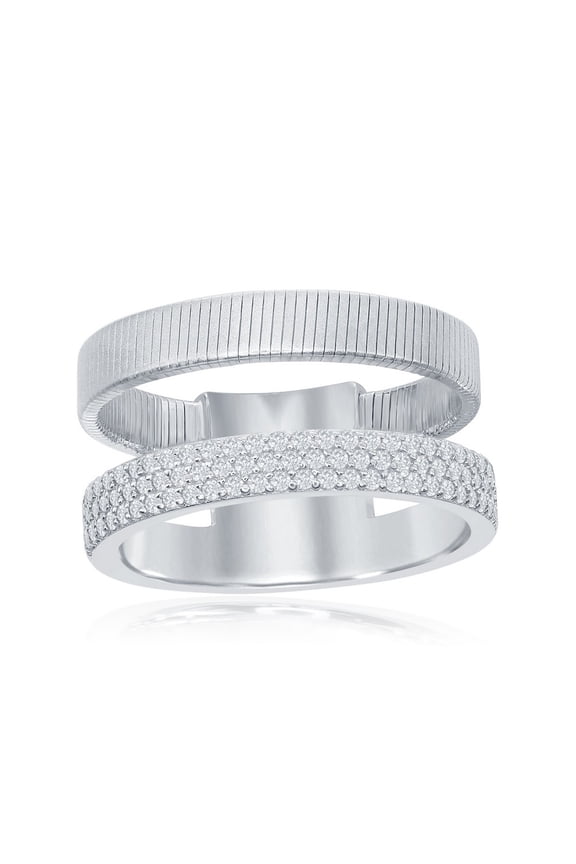 Daily Delight TheJewelryHut Designer Sterling Silver Designer Ring; Set with CZ; Bonded with Platinium; MADE IN ITALY
