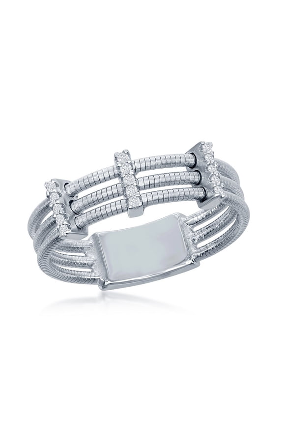 Daily Delight TheJewelryHut Designer Sterling Silver Designer Ring; Set with CZ; Bonded with Platnium; MADE IN ITALY