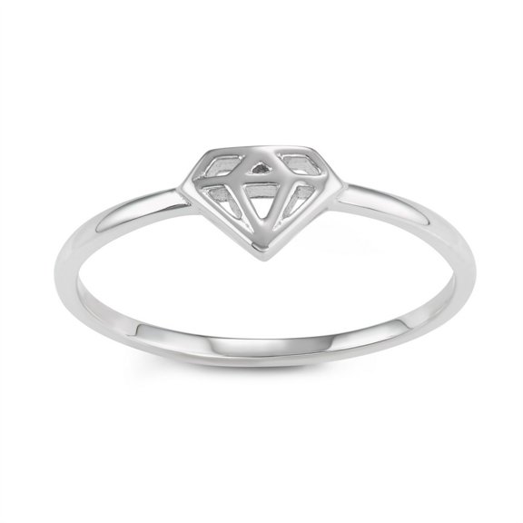 Daily Delight TheJewelryHut Designer Sterling Silver Diamond Shaped Design Ring