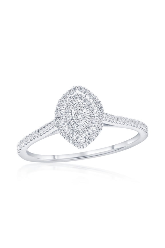 Daily Delight TheJewelryHut Designer Sterling Silver Double Frame Marquise Diamond Ring - (95 Stones)