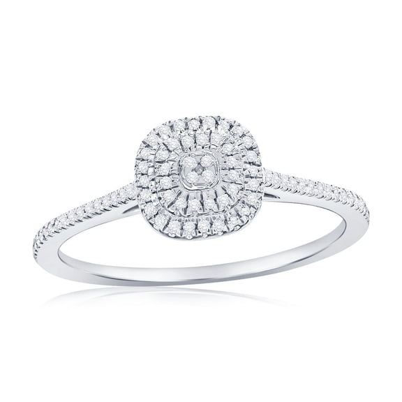 Daily Delight TheJewelryHut Designer Sterling Silver Double Frame Square Diamond Ring - (93 Stones)