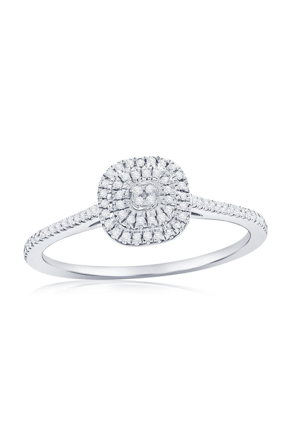 Daily Delight TheJewelryHut Designer Sterling Silver Double Frame Square Diamond Ring - (93 Stones)