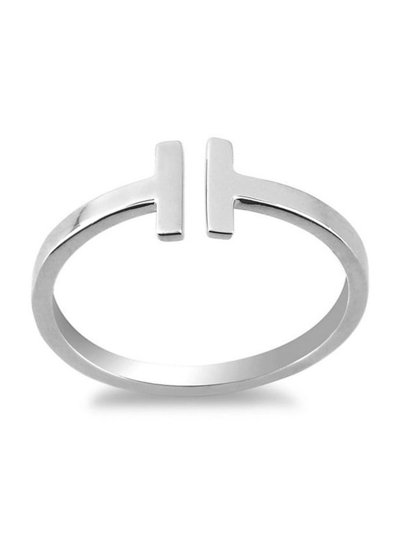 Daily Delight TheJewelryHut Designer Sterling Silver Double T Ring