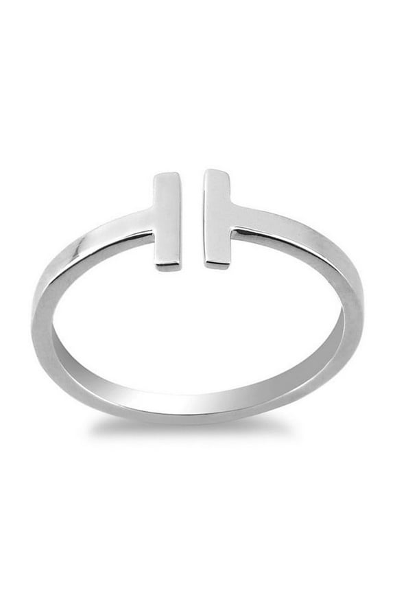 Daily Delight TheJewelryHut Designer Sterling Silver Double T Ring