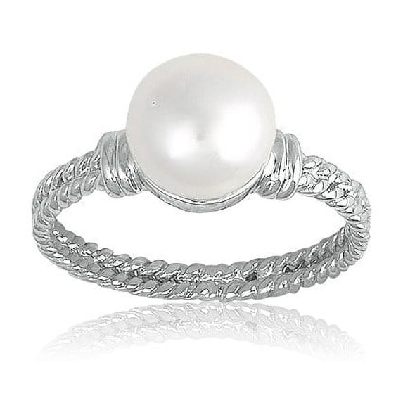 Daily Delight TheJewelryHut Designer Sterling Silver Double Twisted Band w/ Freshwater Pearl Ring