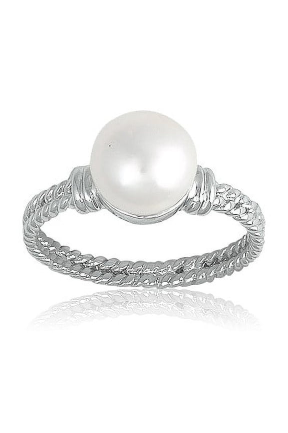Daily Delight TheJewelryHut Designer Sterling Silver Double Twisted Band w/ Freshwater Pearl Ring