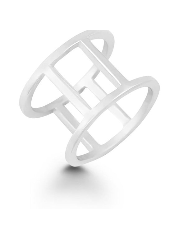 Designer Sterling Silver Double Vertical Bars Ring