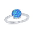thumbnail image 1 of Daily Delight TheJewelryHut Designer Sterling Silver Four-Prong Round Blue Inlay Opal Ring, 1 of 2
