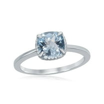 Daily Delight TheJewelryHut Designer Sterling Silver Four-Prong Square Rope Design Ring - Blue Topaz