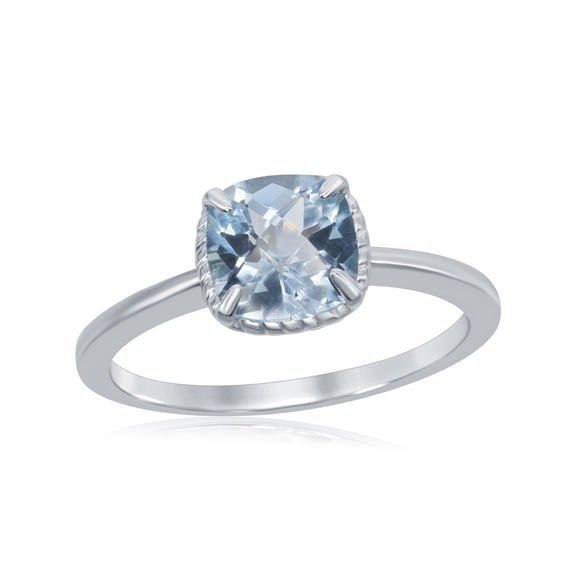 Daily Delight TheJewelryHut Designer Sterling Silver Four-Prong Square Rope Design Ring - Blue Topaz