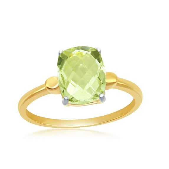 Daily Delight TheJewelryHut Designer Sterling Silver Gold Plated Four-Prong Checkered 2.452cttw Green Amethyst Ring