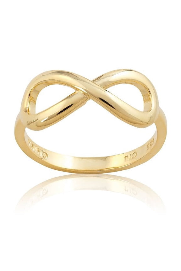 Daily Delight TheJewelryHut Designer Sterling Silver Infinity Ring - Gold Plated Ring Size 9