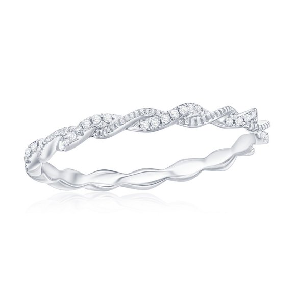 Daily Delight TheJewelryHut Designer Sterling Silver Intertwined Diamond Ring - (56 Stones)