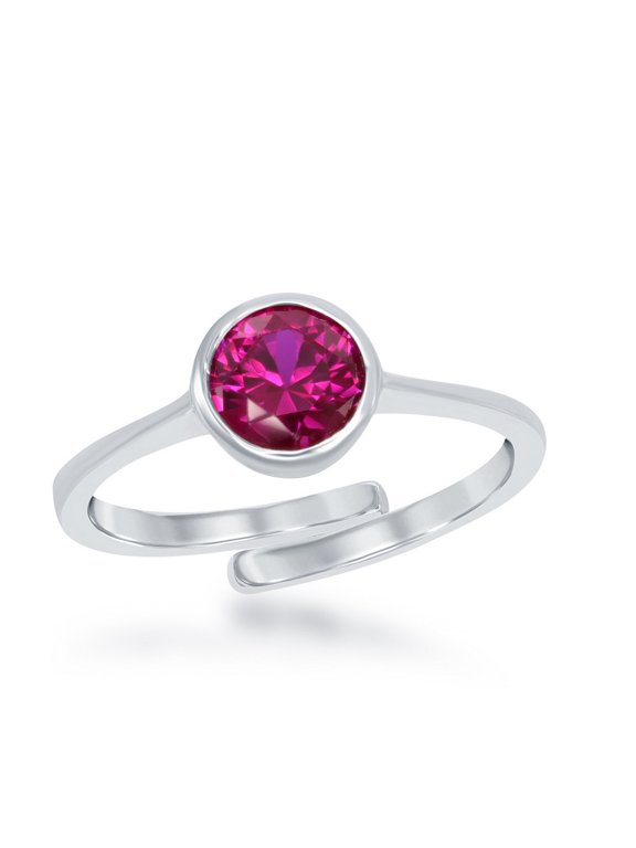 Daily Delight TheJewelryHut Designer Sterling Silver; July; Created Ruby Bezel Set Ring