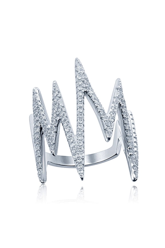 Daily Delight TheJewelryHut Designer Sterling Silver Large CZ Heartbeat Ring