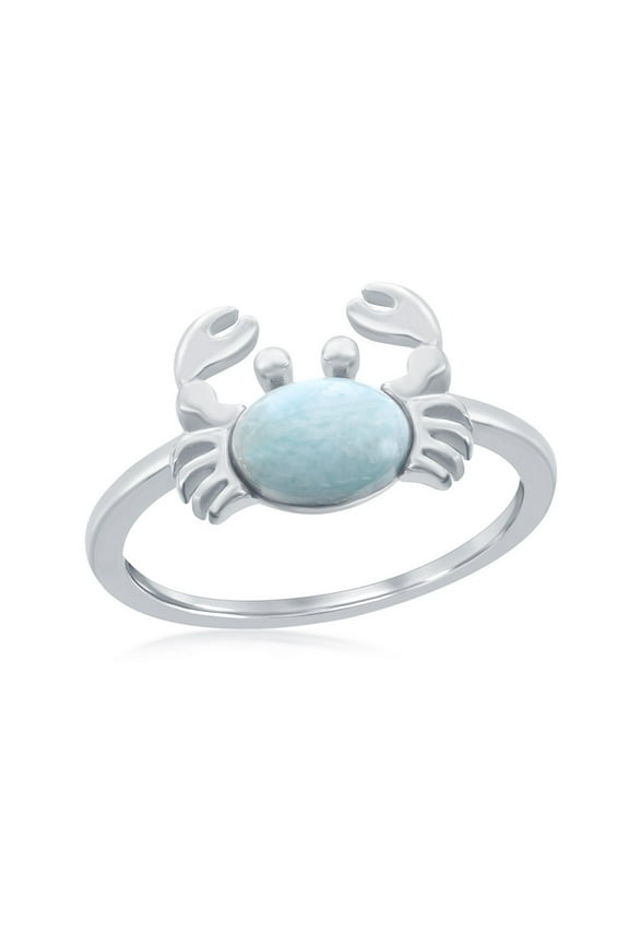 Daily Delight TheJewelryHut Designer Sterling Silver Larimar Crab Ring