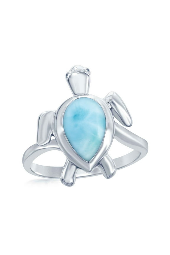 Daily Delight TheJewelryHut Designer Sterling Silver Larimar Turtle Ring