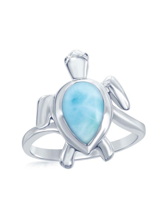 Daily Delight TheJewelryHut Designer Sterling Silver Larimar Turtle Ring