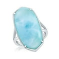 thumbnail image 1 of Daily Delight TheJewelryHut Designer Sterling Silver Long Hexagon Larimar Ring, 1 of 2
