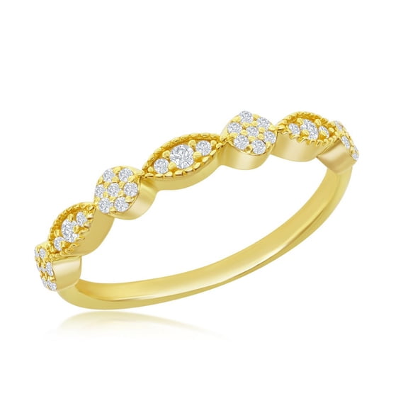 Daily Delight TheJewelryHut Designer Sterling Silver Micro Pave CZ Round & Marquise Half EternityRing - Gold Plated