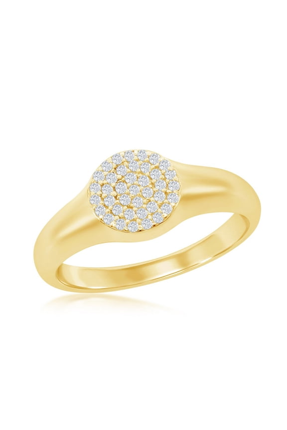 Daily Delight TheJewelryHut Designer Sterling Silver Micro Pave CZ Round Ring - Gold Plated