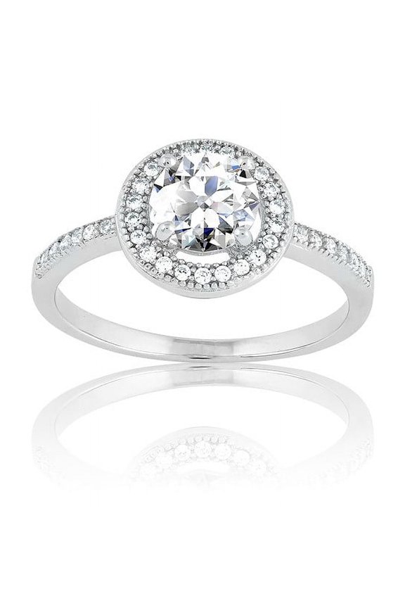 Daily Delight TheJewelryHut Designer Sterling Silver Micro Pave Round Center CZ Ring