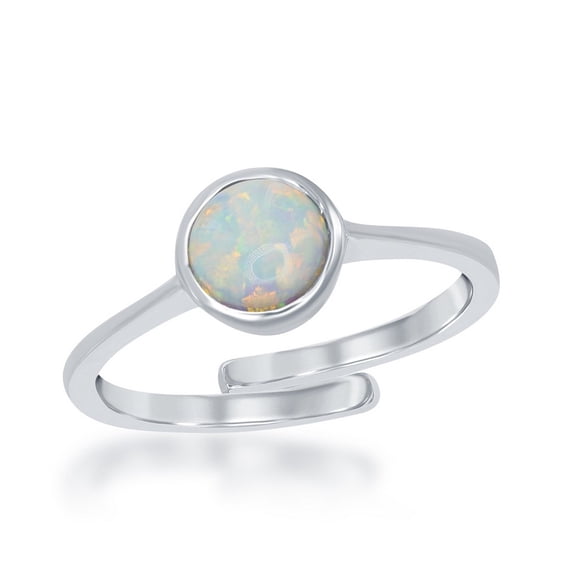 Daily Delight TheJewelryHut Designer Sterling Silver; October; White Inlay Opal Bezel Set Ring