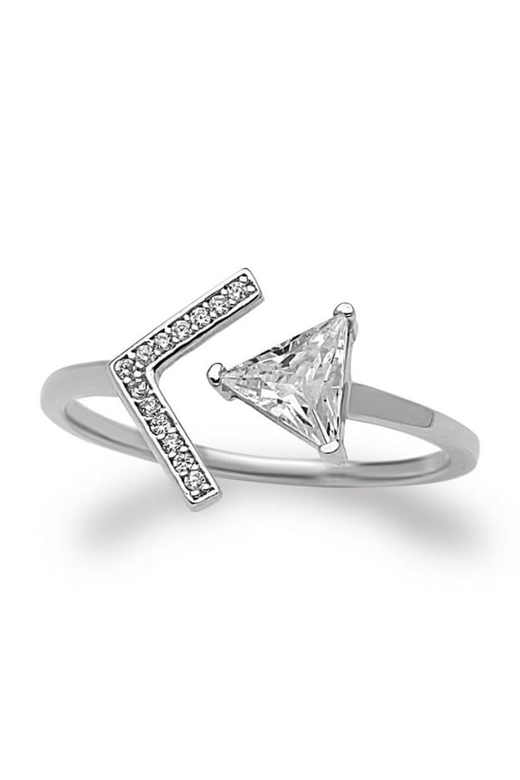 Daily Delight TheJewelryHut Designer Sterling Silver Open CZ Arrow with Large CZ Triangle Ring