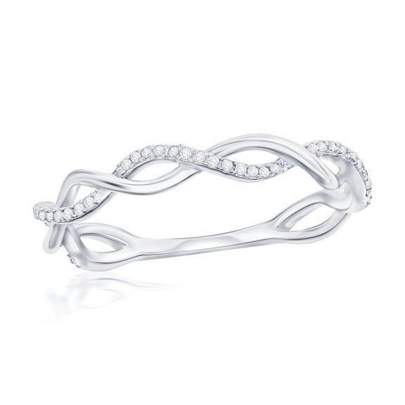 Daily Delight TheJewelryHut Designer Sterling Silver Open Intertwined Diamond Ring - (53 Stones)