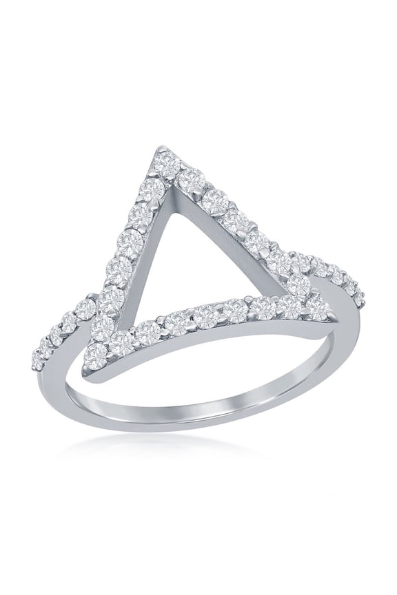 Daily Delight TheJewelryHut Designer Sterling Silver Open Triangle CZ Ring