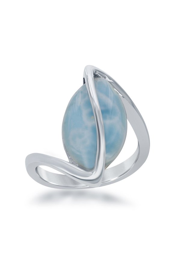 Daily Delight TheJewelryHut Designer Sterling Silver Oval Larimar Twisted Ring