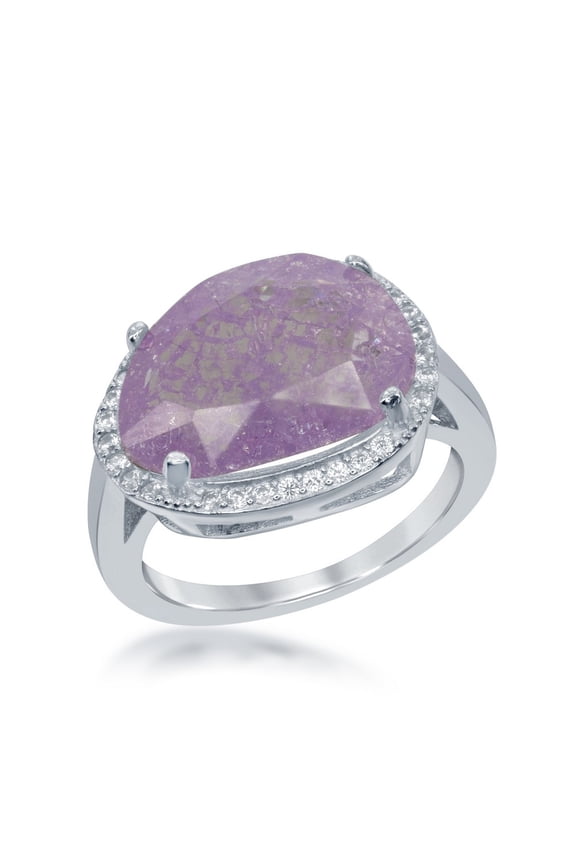 Daily Delight TheJewelryHut Designer Sterling Silver Oval Lt. Pink Ice with CZ Border Ring